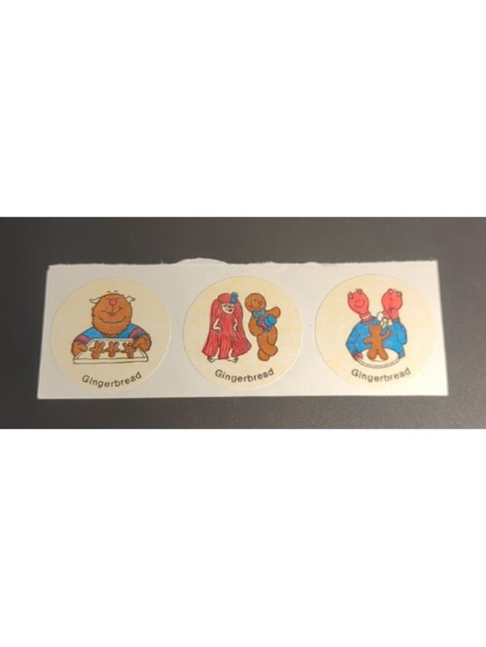Vintage 80s Matte Scratch and Sniff Stickers GINGERBREAD Lot of 3 Great Scent